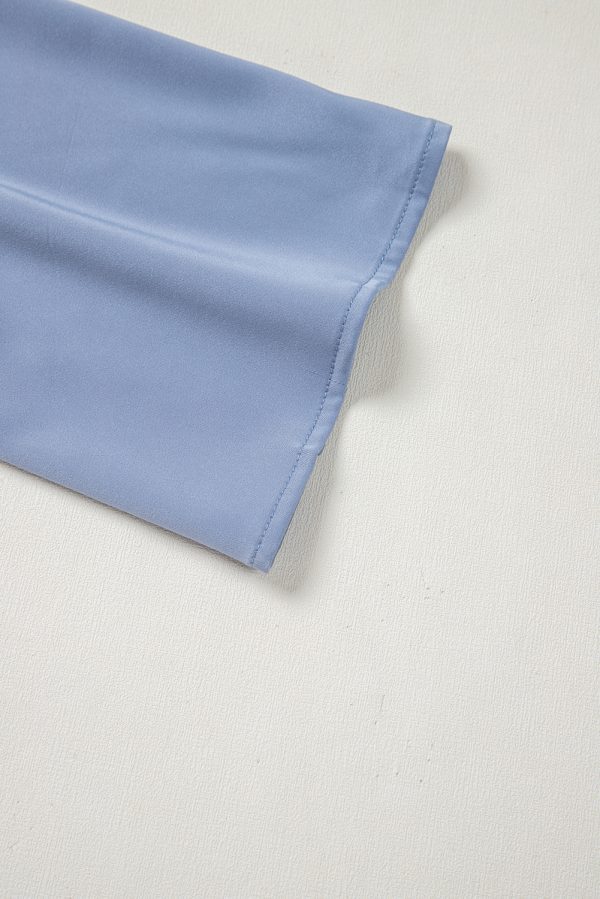 Ivy Asymmetric Pleated Turtleneck Bell Sleeve Blouse - Image 11