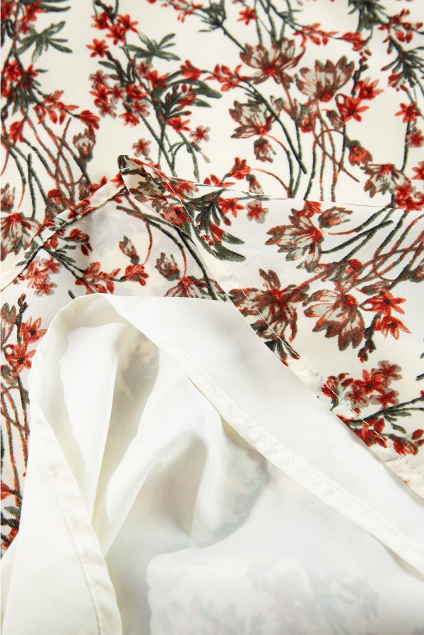 White Floral Printed Long Sleeve Mini Dress - Image 9