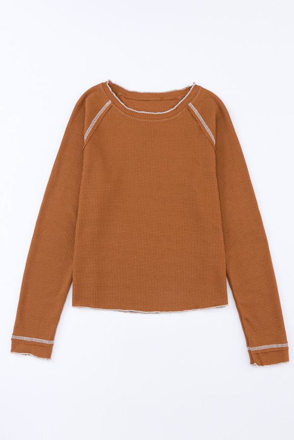 Black Textured Round Neck Long Sleeve Top - Image 12