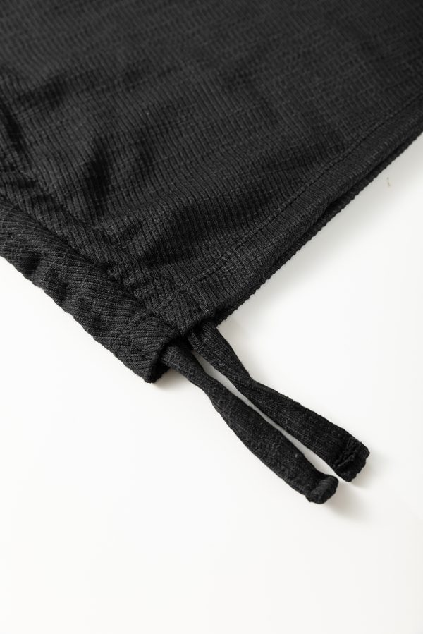 Black Racerback Ribbed Knit Drawstring Bodycon Dress - Image 9
