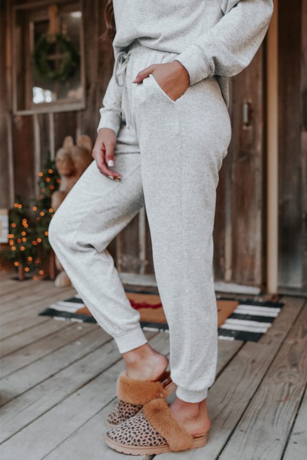 Gray Long Sleeve Pullover and Jogger Pants Lounge Set - Image 4