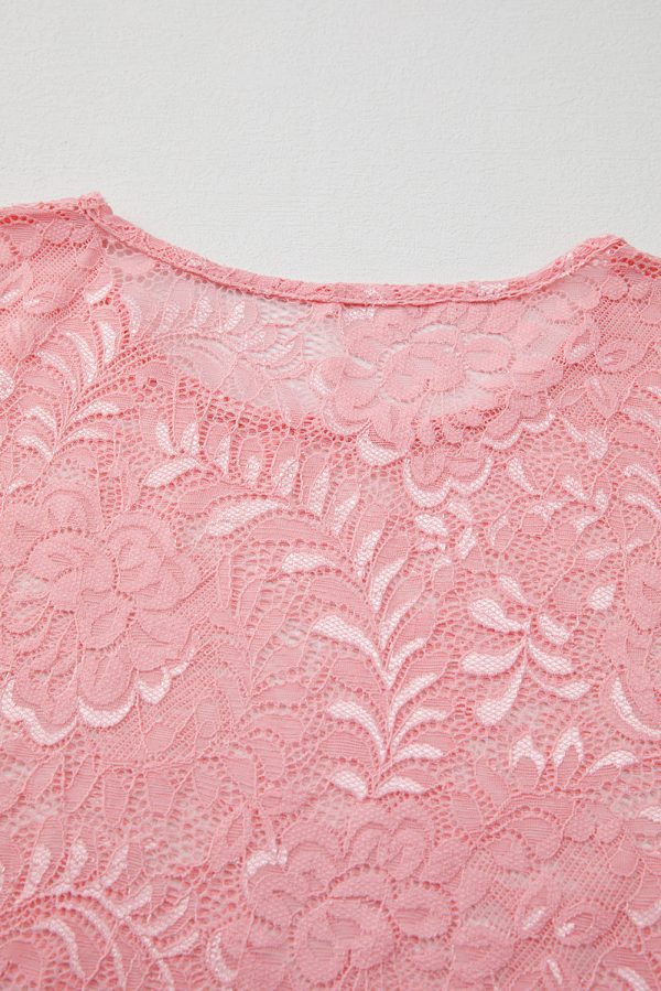 Blossom Floral Lace Sheer Long Sleeve Top - Image 7