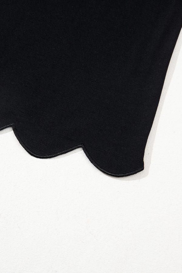 Black Color Contrast Collared V Neck Puff Sleeve Blouse - Image 8