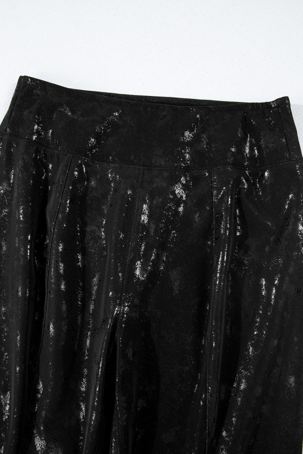 Black Faux Leather Splits High Waist Leggings - Image 8