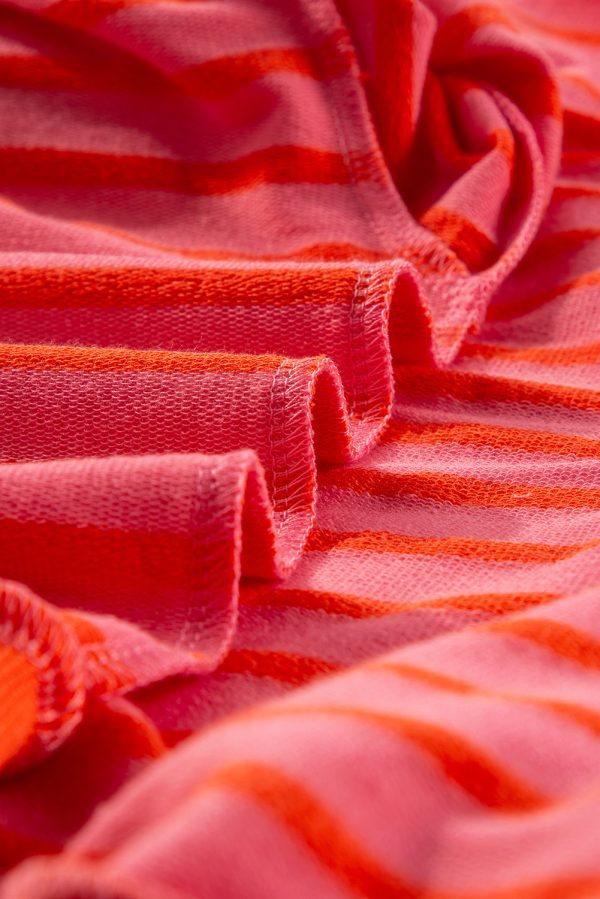 Orange Stripe Drop Shoulder Crew Neck Loose Sweatshirt - Image 25