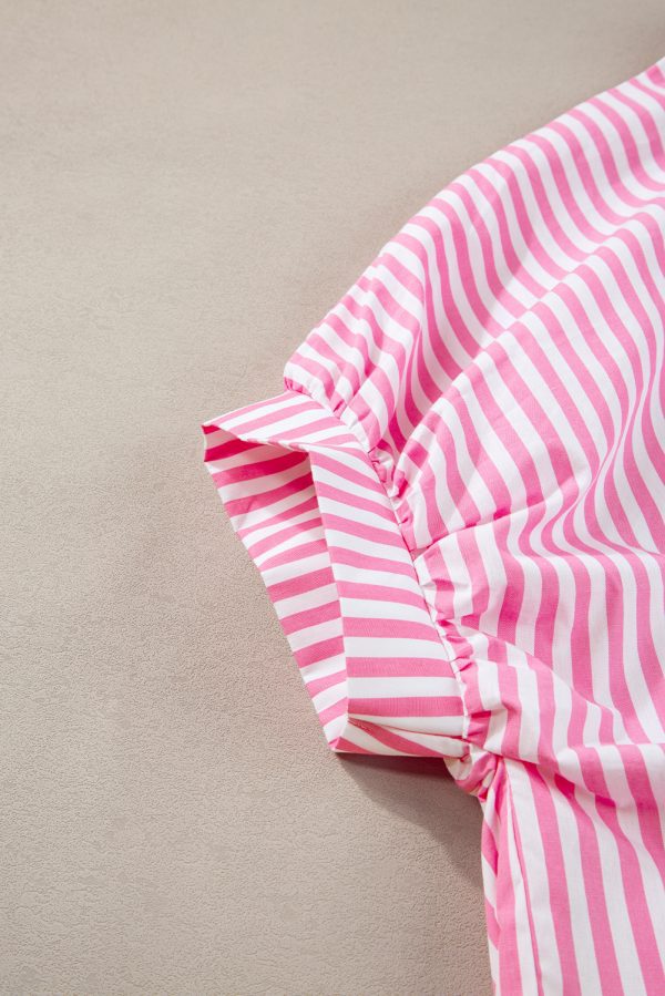 Pink Stripe Dolman Sleeve Oversize Shirt - Image 6