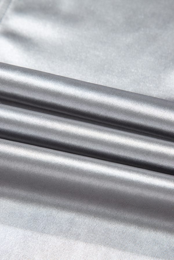 Silvery Metallic Luster Crew Neck Shift Tank Top - Image 8