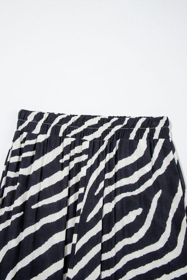Black Zebra Striped Summer Wide Leg Pants - Image 9
