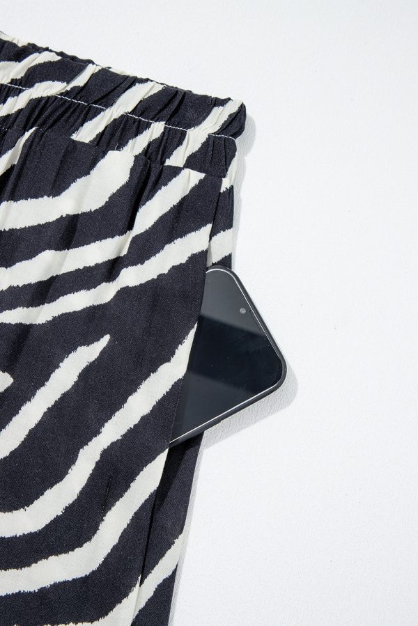 Black Zebra Striped Summer Wide Leg Pants - Image 8